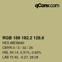 カラーコード: RGB 188 182.2 128.6 | qconv.com
