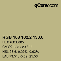 カラーコード: RGB 188 182.2 133.6 | qconv.com