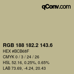 カラーコード: RGB 188 182.2 143.6 | qconv.com