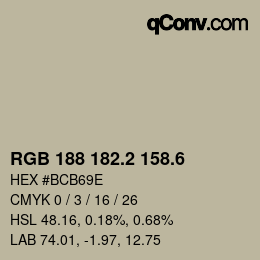 カラーコード: RGB 188 182.2 158.6 | qconv.com