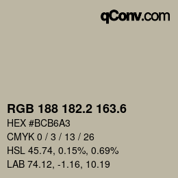 カラーコード: RGB 188 182.2 163.6 | qconv.com