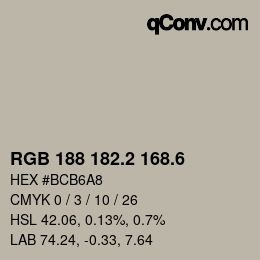 カラーコード: RGB 188 182.2 168.6 | qconv.com
