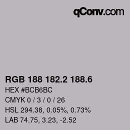 カラーコード: RGB 188 182.2 188.6 | qconv.com