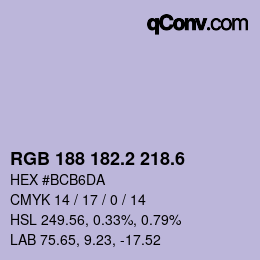 カラーコード: RGB 188 182.2 218.6 | qconv.com