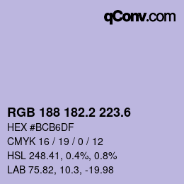カラーコード: RGB 188 182.2 223.6 | qconv.com