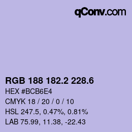 カラーコード: RGB 188 182.2 228.6 | qconv.com