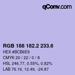 カラーコード: RGB 188 182.2 233.6 | qconv.com