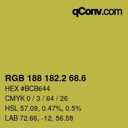 カラーコード: RGB 188 182.2 68.6 | qconv.com