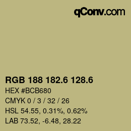 カラーコード: RGB 188 182.6 128.6 | qconv.com