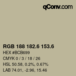 カラーコード: RGB 188 182.6 153.6 | qconv.com