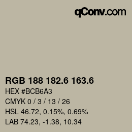 カラーコード: RGB 188 182.6 163.6 | qconv.com