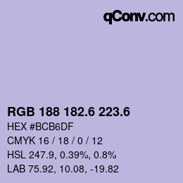 カラーコード: RGB 188 182.6 223.6 | qconv.com