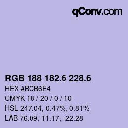 カラーコード: RGB 188 182.6 228.6 | qconv.com