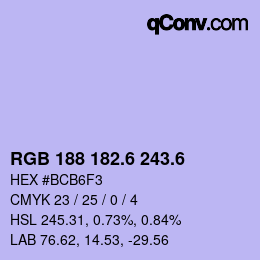 カラーコード: RGB 188 182.6 243.6 | qconv.com