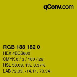 Color code: RGB 188 182 0 | qconv.com