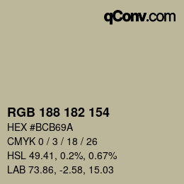 Farbcode: RGB 188 182 154 | qconv.com