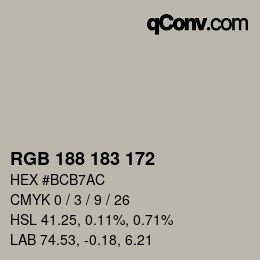 カラーコード: RGB 188 183 172 | qconv.com