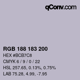 Farbcode: RGB 188 183 200 | qconv.com
