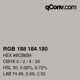 Color code: RGB 188 184 180 | qconv.com