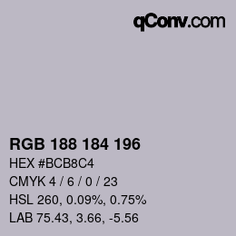 Color code: RGB 188 184 196 | qconv.com