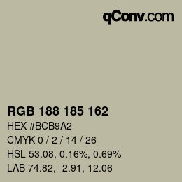 Color code: RGB 188 185 162 | qconv.com
