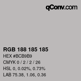 Code couleur: RGB 188 185 185 | qconv.com