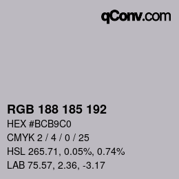 Color code: RGB 188 185 192 | qconv.com