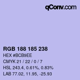 Color code: RGB 188 185 238 | qconv.com