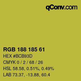 Color code: RGB 188 185 61 | qconv.com
