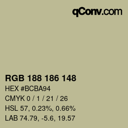 Farbcode: RGB 188 186 148 | qconv.com
