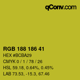 Color code: RGB 188 186 41 | qconv.com