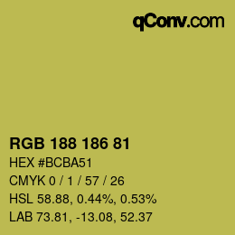 Color code: RGB 188 186 81 | qconv.com