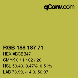Color code: RGB 188 187 71 | qconv.com
