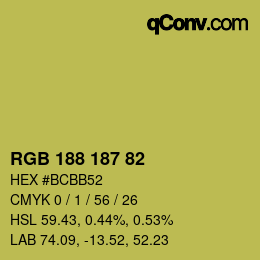 Color code: RGB 188 187 82 | qconv.com