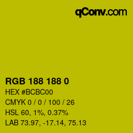 Color code: RGB 188 188 0 | qconv.com