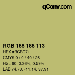 Color code: RGB 188 188 113 | qconv.com