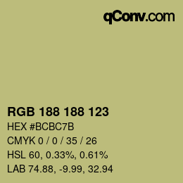 Color code: RGB 188 188 123 | qconv.com