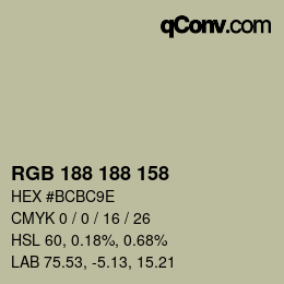 Color code: RGB 188 188 158 | qconv.com