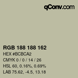 Color code: RGB 188 188 162 | qconv.com