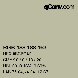 Color code: RGB 188 188 163 | qconv.com