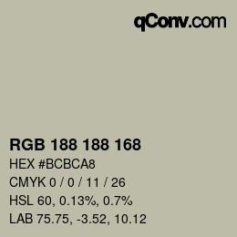 Color code: RGB 188 188 168 | qconv.com