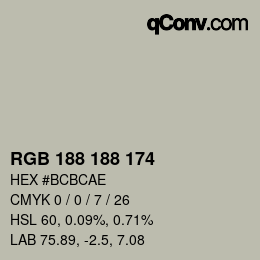 Color code: RGB 188 188 174 | qconv.com