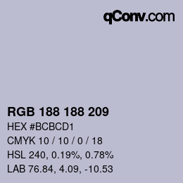 カラーコード: RGB 188 188 209 | qconv.com