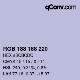 Código de color: RGB 188 188 220 | qconv.com