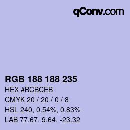 Color code: RGB 188 188 235 | qconv.com