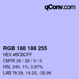 Color code: RGB 188 188 255 | qconv.com