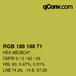 Color code: RGB 188 188 71 | qconv.com