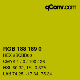 颜色代码: RGB 188 189 0 | qconv.com