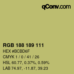 カラーコード: RGB 188 189 111 | qconv.com