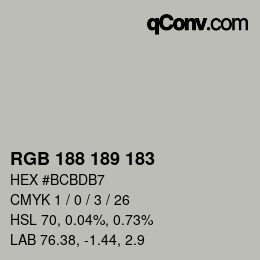 颜色代码: RGB 188 189 183 | qconv.com
